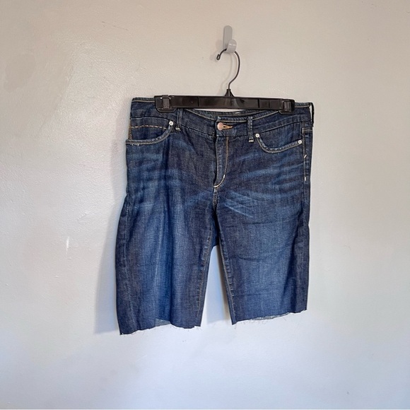 Banana Republic Denim Bermuda Raw Cut Hem Shorts Blue Small Medium 6 - Picture 4 of 12